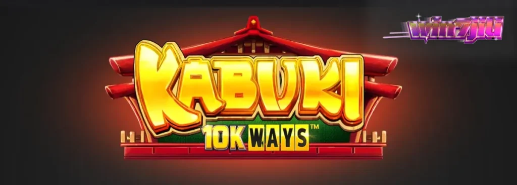 Tampilan visual slot Kabuki 10k Ways dengan tema teater Jepang dan gulungan bambu.