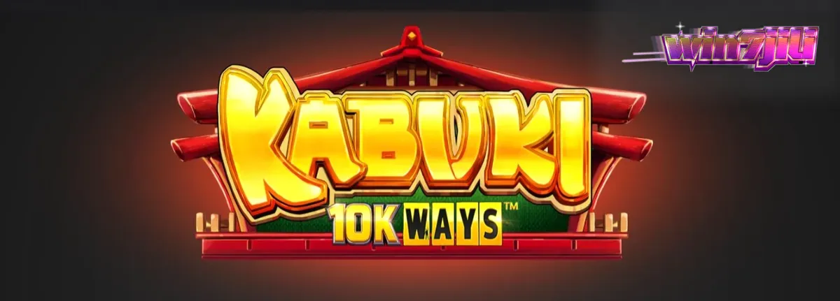 Tampilan visual slot Kabuki 10k Ways dengan tema teater Jepang dan gulungan bambu.